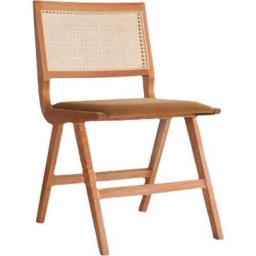 TT Ancient Fish Rattan Dining Chair Simple Retro Soft Bag Armchair B & B Home Single Seat Chair