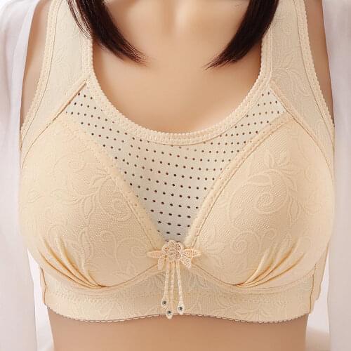 Thin Bra Large Size Underwear No Steel Ring Comfortable Solid Color Gathered Full Cup Anti-Sagging Underwear High Quality Bra