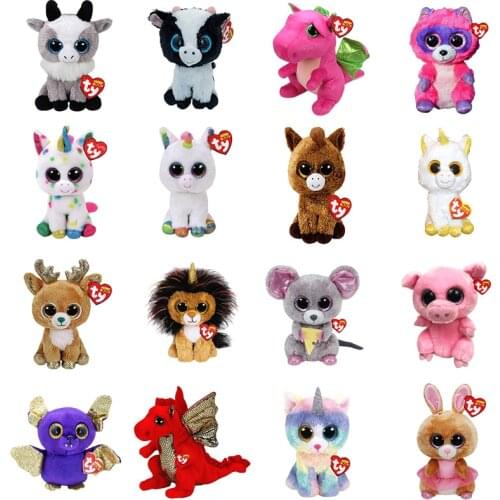 Ty Beanie Cat Dog Owl Monkey Unicorn Plush Toy Stuffed & Plush Animals Big Eye Soft Toys Girl Birthday Gift 25cm