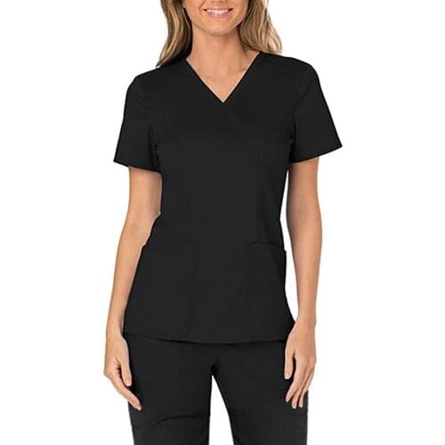 Plus Size 3xl Solid Nurse Uniform Scrubs Women Short Sleeve V-neck Tops Working Uniform Solid Pocket Nurse Accessories 8 Colors