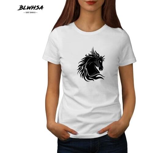 BLWHSA Horse Printing T Shirt Women Casual Summer Short Sleeve Funny T-Shirt Hip Hop Horse Animal Printed Women Shirts Tees