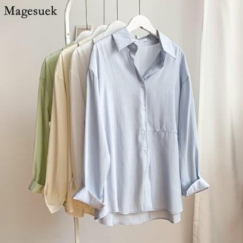 Autumn Casual Loose Women Shirt 2021 New Turn-down Collar Cotton Blouse For Women Long Sleeve Shirts Tops Female Clothing 16313