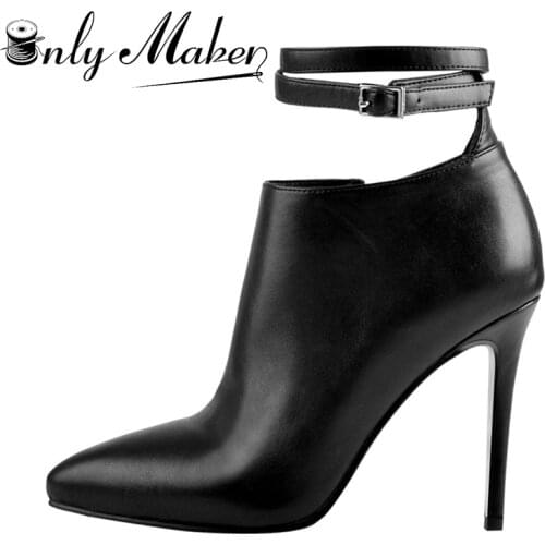 Onlymaker Womens High Heels Ankle Boots Stiletto Ankle Booties Shoes Pointed Toe Pumps Slide Zipper Size US5-US15 Black Winered