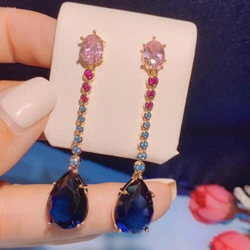 68mm Multicolor Long Heart Tassels Earring For Women Wedding Party Indian Dubai Bridal Jewelry boucle d'oreille femme Gift E9710