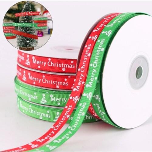 1Roll Christmas Printed Grosgrain Ribbons Elk Snowflake Ribbon For Hair Bows/ Gift Packaging Wrapping Bow DIY Handmade Materials