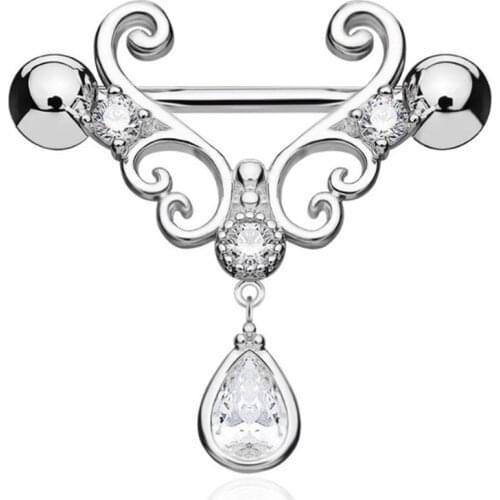 1pcs Women Nipple Ring Double Wing Feather Steel Straight Nipples Shield Rings Body Piercing Jewelry Gift Fashion