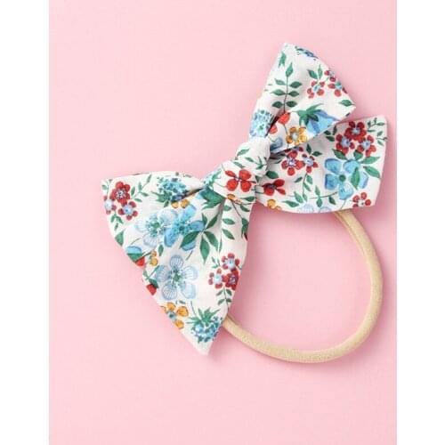 10pcs/lot Handtied Fabric Bow Headband Floral Pinweel Bow Nylon Headbands Schoolgirl Hair Accessory