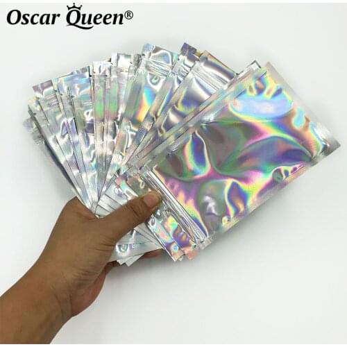 100Pcs Clear Holographic Laser Seal Bags 3D Mink Eyelashes Packaging Box Party Foods Gift Keep Fresh Package Storage Pouch