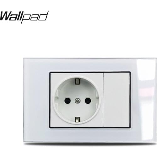 118*75mm EU Socket Wallpad L3 White Glass Panel 16A 110V-250V European Power Socket 6M