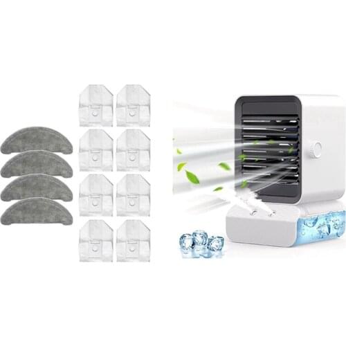 12Pcs For Roidmi EVE Plus Robot Dust Bag Mop Cloth With 4-In-1 Quiet Air Conditioner Air Cooler And 7 Colored Lights