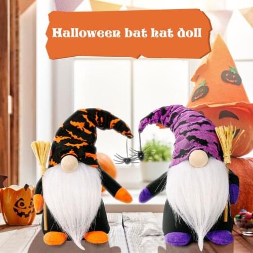 2PCS Halloween Faceless Gnomes Doll Adorable Gnome Dolls with Spider Ornament for Party Home School Halloween Decorations