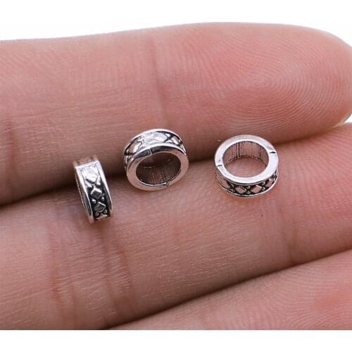 20pcs Spacer Beads Antique Silver Color Tone 7mm Metal Alloy Charms Jewelry Findings Accessories