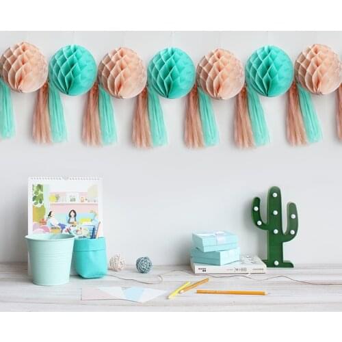 5Pcs 8inch Tissue Paper Lantern Honeycomb Balls Flower Pastel Holiday Wedding Babyshow Party Decorations Supplies SD42