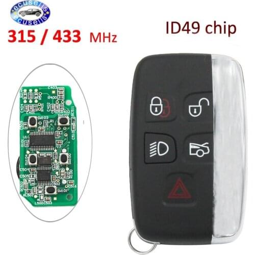 5 PCS/LOT, BRAND NEW 4+1 Button 315/434mhz ID49 For Land Rover Discovery Freelander Remote Control 5 Button Smart Key