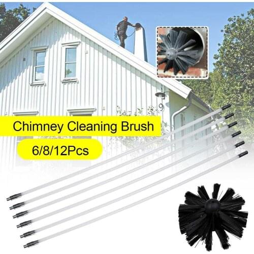 6/8/12Pcs Dryer Duct Vent Long Handle Flexible Rod Chimney Brush Cleaning ToolWiththe design of powerful clean flexible cleaning