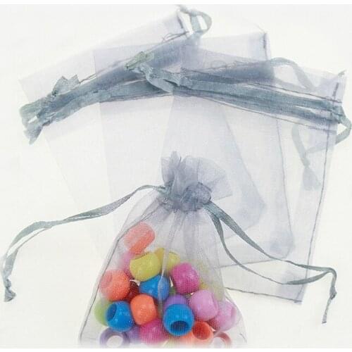 9*12cm 50pcs Gray Gift Bags For Jewelry/wedding/christmas/birthday Yarn Bag With Handles Packaging Organza Bags