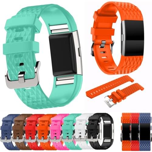 Diamond sport silicone band For Fitbit Charge 2 frontier/classic band replacement wrist bracelet for Fitbit Charge 2 smart watch