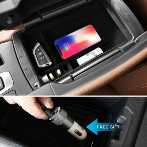 For BMW F30 F31 F20 F21 X3 F25 X4 F26 X1 F48 G30 G31 F18 Mobile phone wireless charging Central Armrest storage box