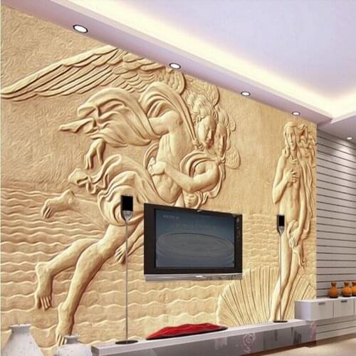 Beibehang Large Custom Wallpaper Western Art Relief Background Wall Fresco TV Background Wall Home Decoration