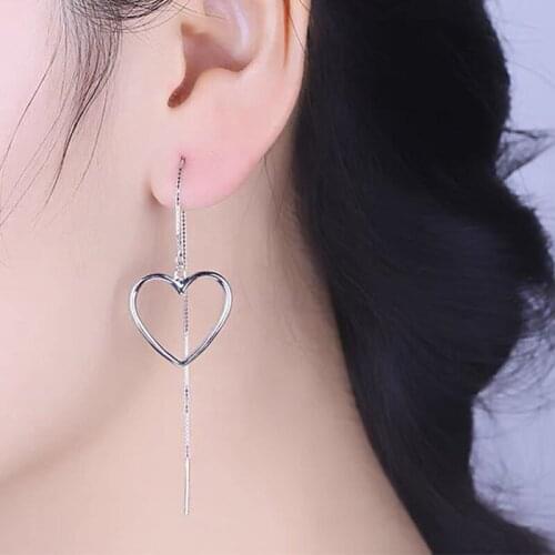 Long tassel love pendant earrings stainless steel 2021 fashion trend pendant ladies earrings summer jewelry girls party gifts