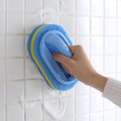 For Kitchen Cleaning Bathroom Toilet Glass Wall Cleaning Bath Brush Plastic Handle Sponge Bottom Bathtub Brush Window Cleaner WC