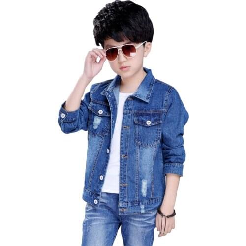 2018 Autumn Boys Jeans Jacket Children Clothes Kids Denim Jackets Coats Casual Teenage Children Outerwear 4-11Y BC249