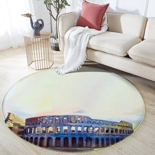 Flannel Anti-slip Bedroom Mat Area Rug Landscape 3D Printed Living Room Decor Carpet Style Fashion Pattern Carpets Colosseum