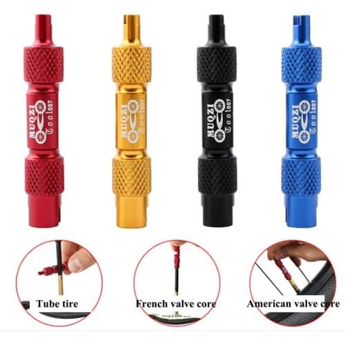 Bicycle Valve Remove Tool Aluminum Bike Tube Tire Valve Core Removal Tool Double- Bicycle Valve Disassembly Tool