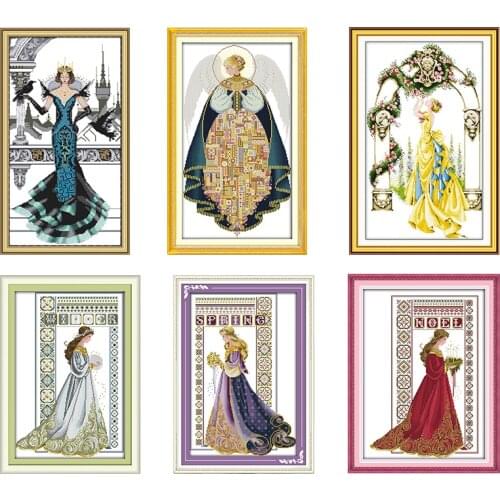 Joy Sunday Angel Cross Stitch Kit Stamped Fabric Patterns 11CT 14CT Printed Counted Decor Thread Craft Embroidery Needlework Set