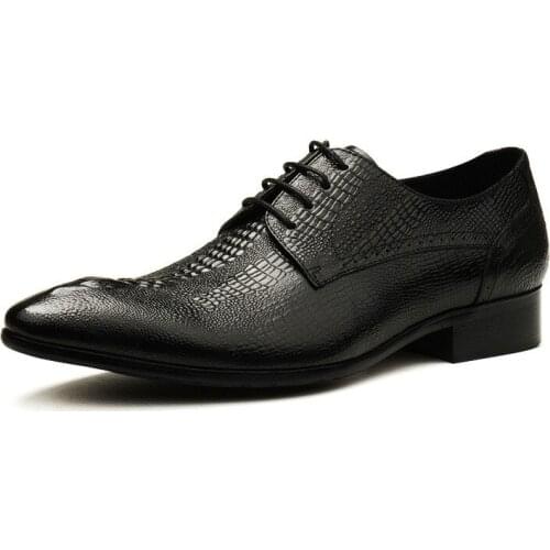 Genuine Leather Dress Shoes Men Black Red Wine Oxford Shoes Lace Up Wedding Occasions For Italian Formal Occasions Office Shoes