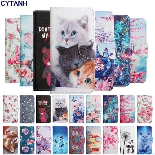 Leather Case For Samsung Galaxy A12 A22 A32 A42 A52 A72 5G A20E A50 A51 Flip Wallet Cover Butterfly Flower Cat Flamingo Painted