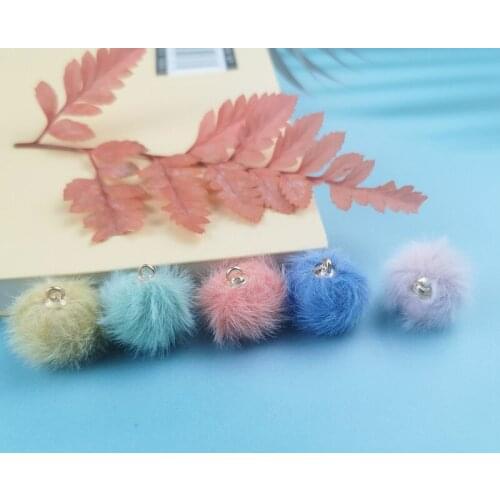 10pcs/lot HandCraft Round Ball Beads Colorful Hairball Charms Pendants For DIY Earrings Jewelry Making Material Accessories