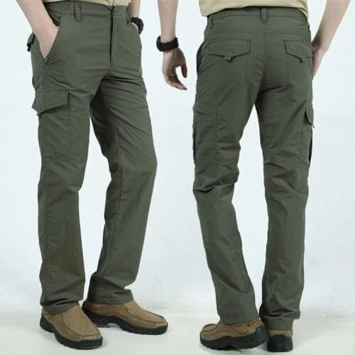 Summer Slacks Mens Light Pants Cargo Army Breathable Waterproof Quick-dry Mens Trousers Military Style Tactical Pants