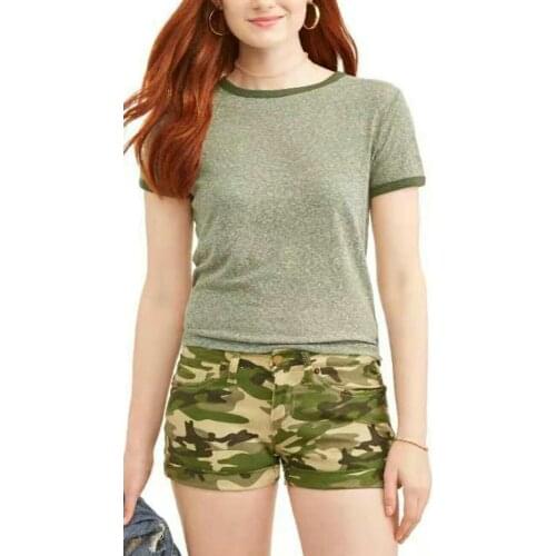 Summer women fashion straight style water wash hem rolled-up camouflage shorts female trendy cotton blended casual bottom