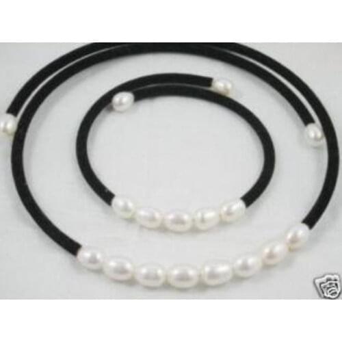 Hot sell Noble 7-8MM White Akoya Cultured Pearl Necklace bracelet