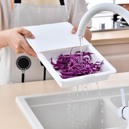 3 In 1 Creative Multi-Functional Chopping Board Detachable Folding Drain Basket Sink Cutting Board Kitchen Storage Tools