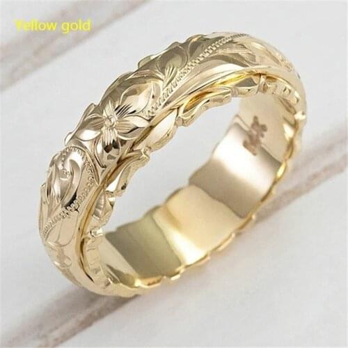 14K Gold Plated emery Rose Flowe Ring plated Couple wedding rings for men and women Promise Anniversary marriage ring