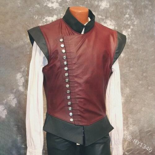 Men Retro Medieval Sleeveless Vest Male Knight Stage Vest Saxon Warrior Viking Pirate Tee Tops