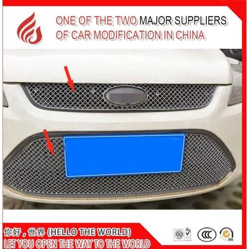 Stainless fit well modification car front grille racing grills grill cover trim for Classic Focus 2009 10 11 12 13 14 15 16 2017