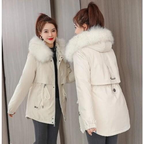 New Womens Parkas 2021 Winter Jackets Cotton Down Padded Jacket Casual Coat Fur Collar Female Jacket Thick Warm Hooded Outwear