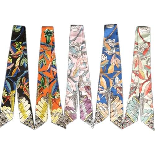 New Design Luxury Ladies Scarf Fashion Multifunction Tied Bag Wrap Scarf Ladies turban Wrist Scarf Small Silk Headband BS03