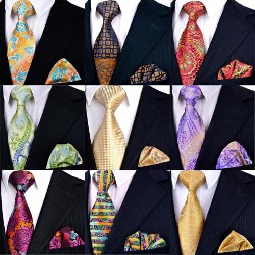 Assorted Wholesale Tie Set Mens Neckties Hanky 100% Silk Multicolor Pattern Paisley Checked Floral Stripe Dots Free Shipping