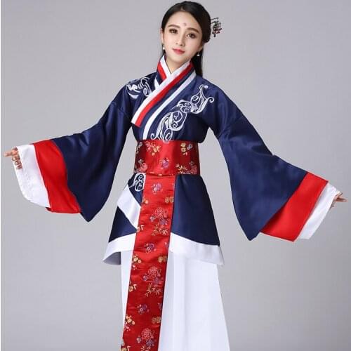 Hanfu Dress Embroidery Guzheng Traditional Folk Ancient Costume Vintage Orient Tang Dynesty Fairy Princess Dresses Suit Cosplay