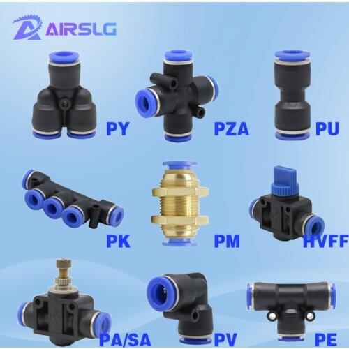 Pneumatic fittings PY/PU/PV/PE/HVFF/SA PK PM PZA water pipes/ pipe connectors direct thrust 4-12mm plastic hose quick couplings