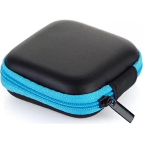 Portable Multifunctional Blue Storage Box Mobile Phone Data Line Earphone Storage Bag EVA Earphone box Cases