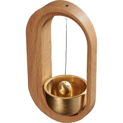 Factory direct sales solid wood wind chime walnut pure copper bell shop door housewarming gift bell pendant hanging door