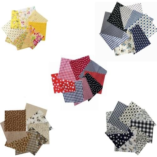 8 Pcs/Set 50x50cm Colorful Stars And Stripes Combination DIY Handmade Patchwork Plain Weave Cotton Cotton Small Floral Fabric