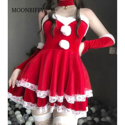 Christmas Xmas Lady Santa Claus Cosplay Costume Sexy Lingerie Bunny Girl Tube Dress Maid Waitress Uniform