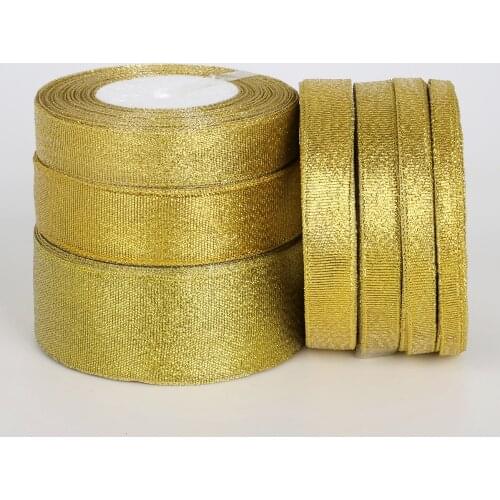 25yards Width 7mm-38mm Gold Color Silk Satin Ribbon Party Home Wedding Decoration Gift Wrapping Christmas New Year DIY Material
