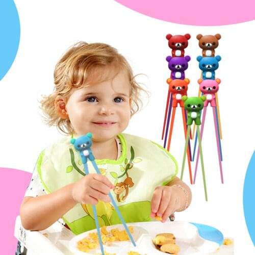 Cute Bear Chopstick 1 Pair Cat Animals Training Chopsticks Multi Color Kids Children Chinese Chopstick Learning palillos chinos